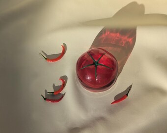 Vintage Tomato-Shaped Storage Container