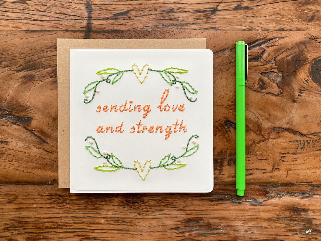 Sympathy Card | Sending Love and Strength | Embroidered Sympathy Card ...
