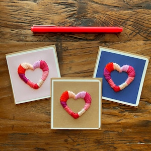 Hand Sewn Mini Heart Valentine&#39;s Day Card: Embroidered Love Note