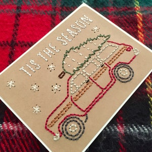 Christmas Card Holiday Card Car With Tree Christmas Tis the Season Card Jeep Christmas Jeep Jeep Wagoneer Christmas Card image 4