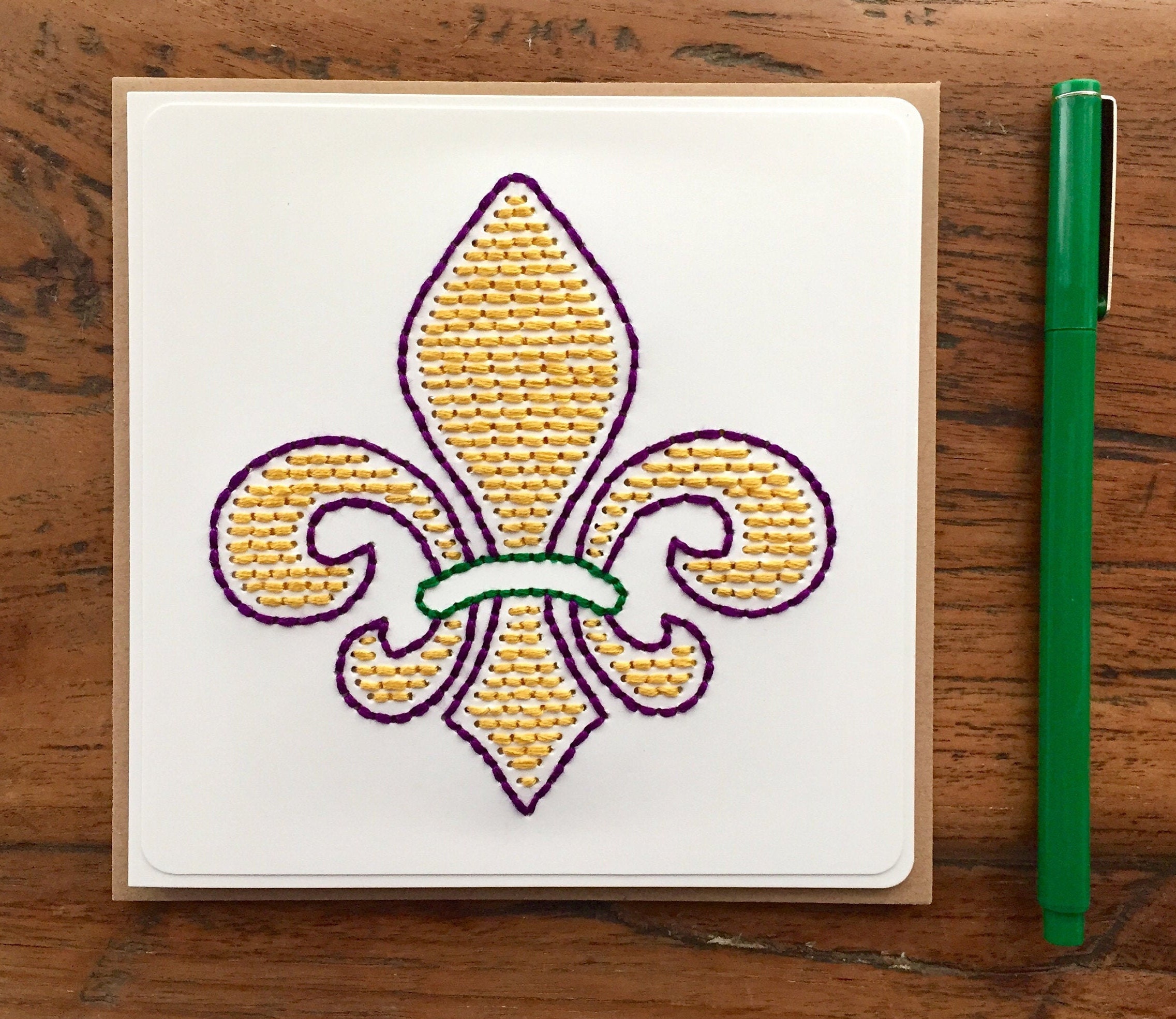Fleur De Lis Card Embroidered Fleur De Lis Fleur De