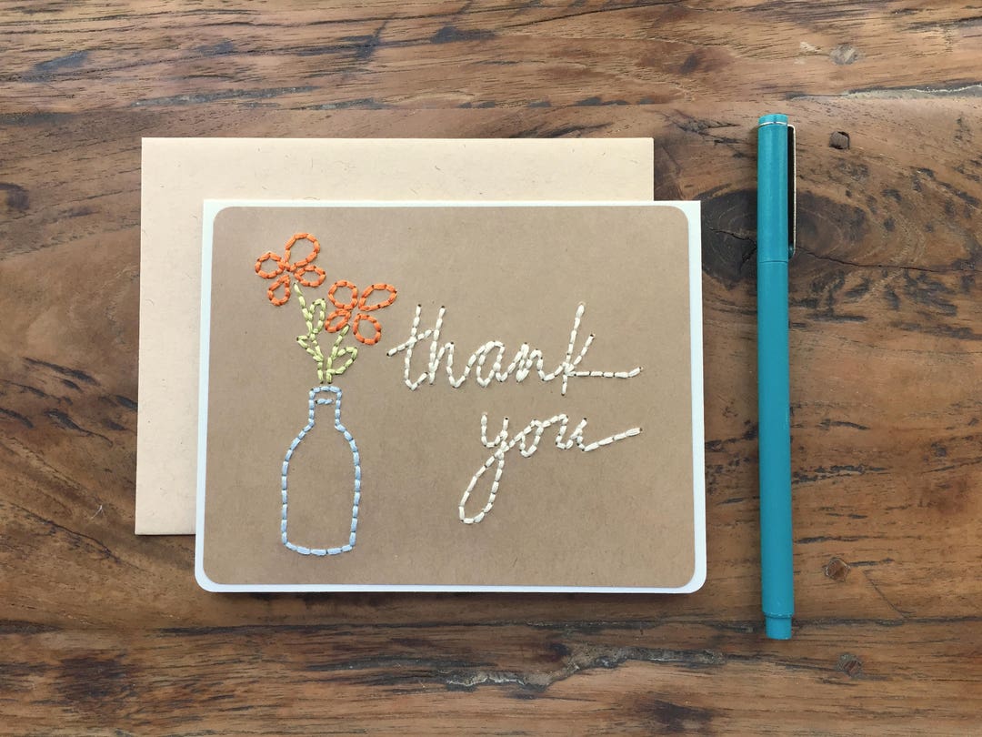 Thank You Card | Handmade Thank You Card | Flowers | Flowers in Vase ...