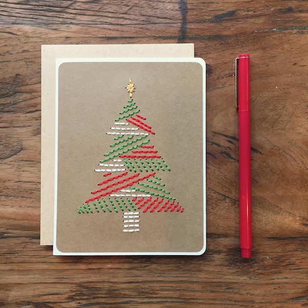 Christmas Card | Holiday Card | Handmade Sewn Card | Christmas | Christmas Tree | SKU (CHR_T101)