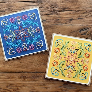 brodée à motif mexicain | Carte d'inspiration mexicaine | Carte du sud-ouest de | Motif floral mexicain | Conception de carreaux | Broderie