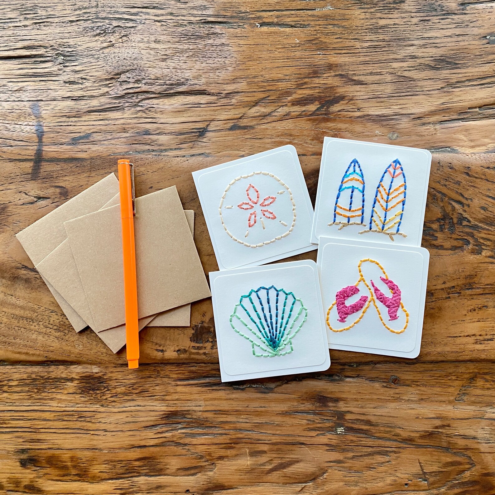Mini Beach Cards | Shell Card | Coastal Card | Handmade Sewn | Sand ...