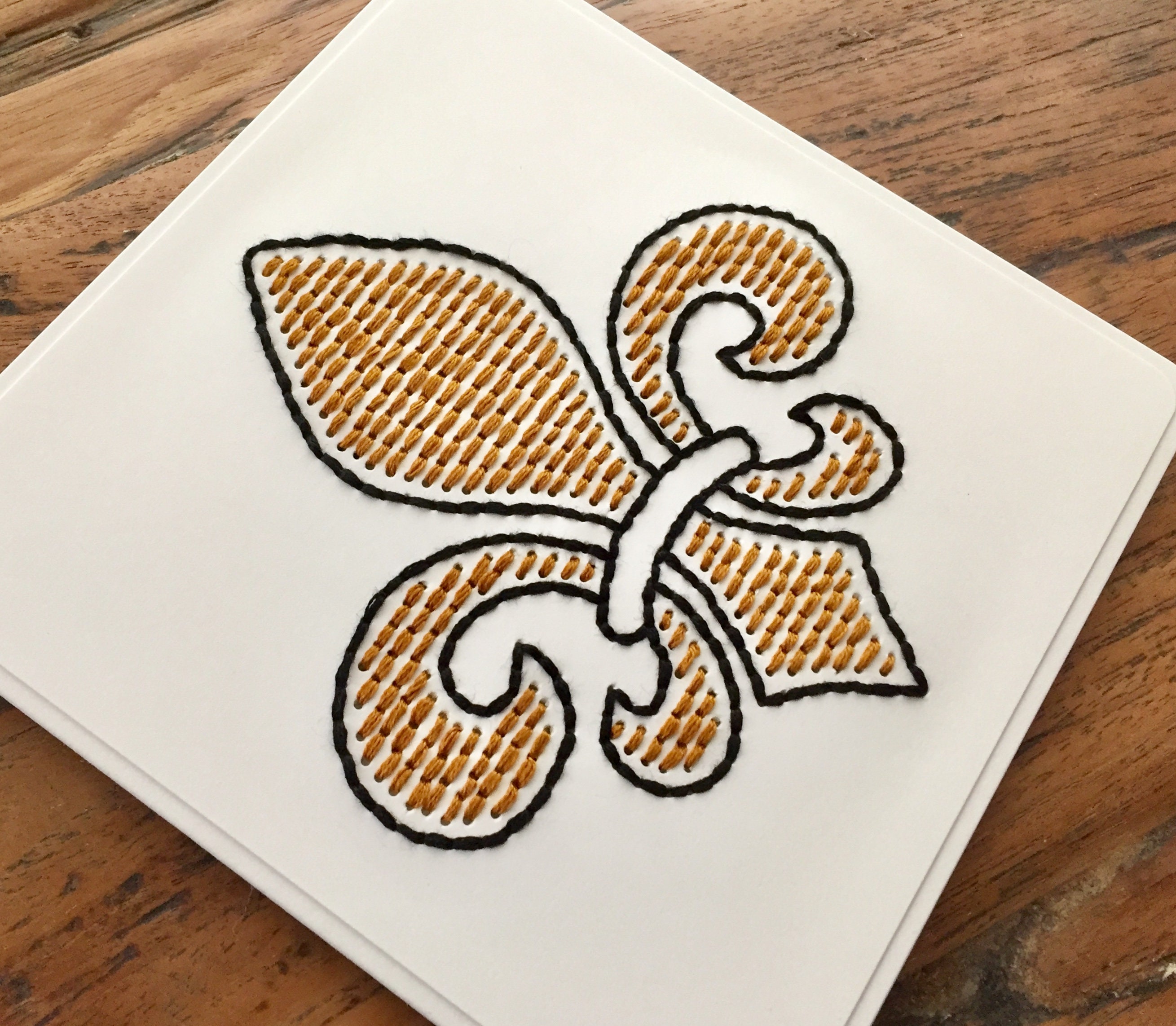 Fleur De Lis Card Embroidered Fleur De Lis Fleur De