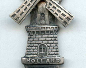 Holland Windmill souvenir spoon with spinning windmill blades