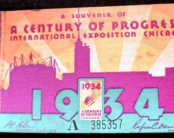 1934 Century of Progress International Exposition Chicago Admission Booklet.