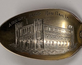 Armory Building Red Oak Louisiana Sterling Silver Souvenir Spoon