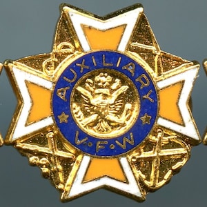 Three Vintage Auxiliary VFW - Gold Tone Lapel Pin