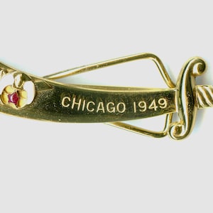 1949 Chicago Shriners Scimitar Sword Emblem Tie Clip Gold Crescent