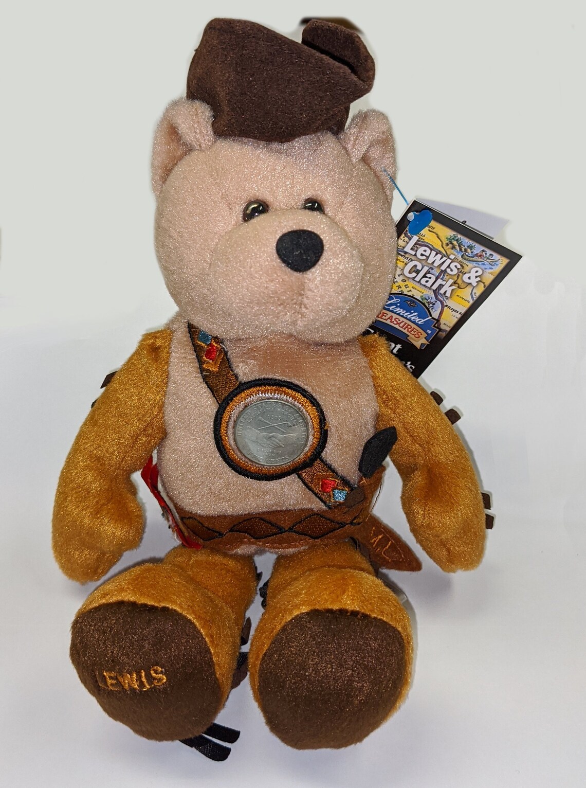 Limited Treasure LEWIS Bean Bag Bear with Conmemoraive 2004 Nickel