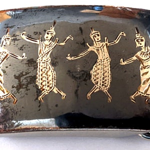 Siam Sterling, Siam Dancing Geishas Belt Buckel Niello