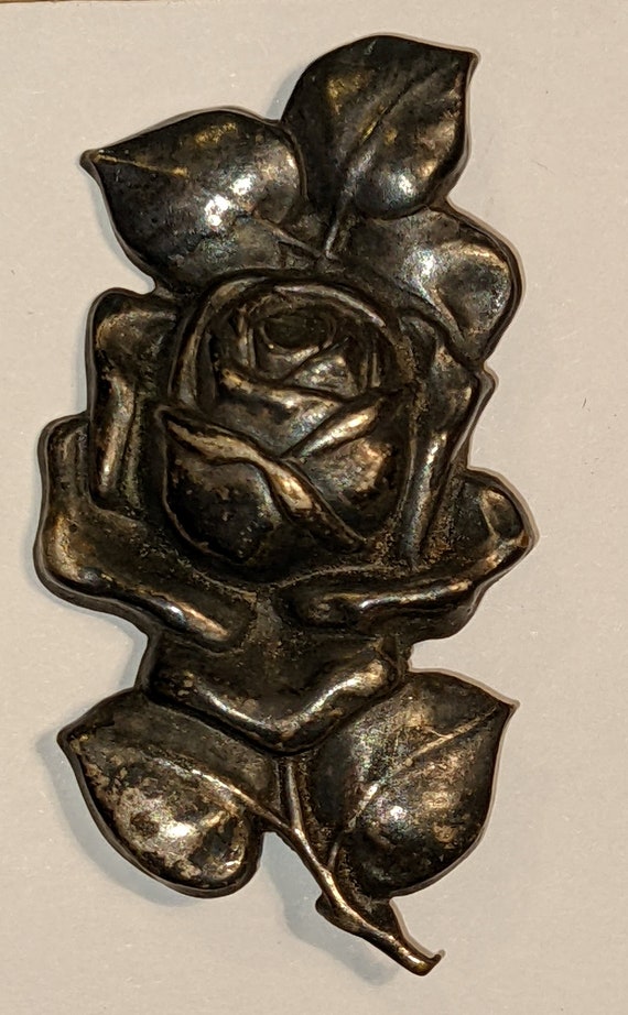 Repousse Rose Brooch - image 3