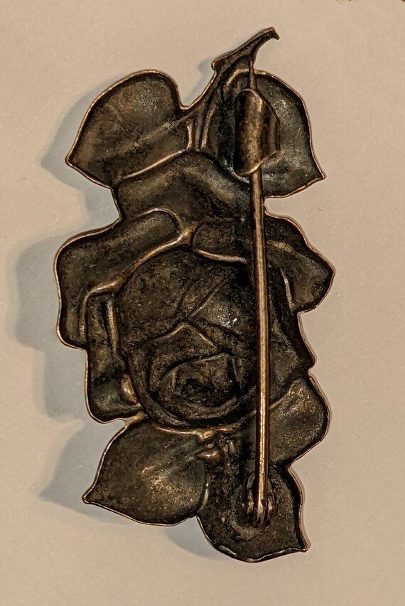 Repousse Rose Brooch - image 4