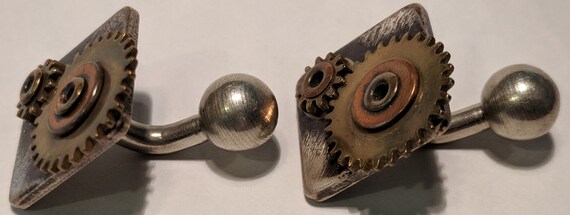 Vintage Frank Rebajes "Gears" Cuff Links - image 3