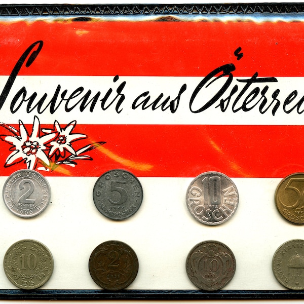 Österreich souvenir coin set - 8 Decimal coins