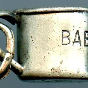 Vintage Beau Sterling Silver Baby Mug Charm, 925 Silver Baby image 1