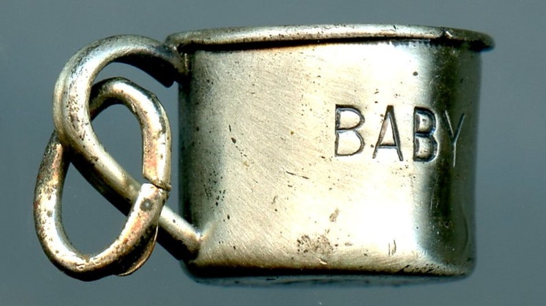 Vintage Beau Sterling Silver Baby Mug Charm, 925 Silver Baby image 1