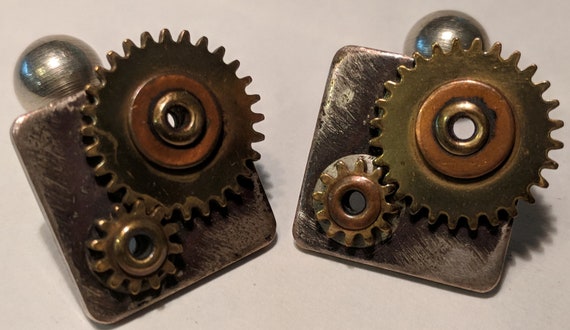 Vintage Frank Rebajes "Gears" Cuff Links - image 7