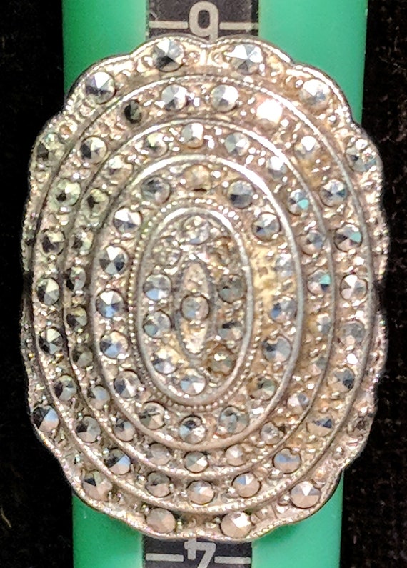 Vintage Marcasite Ring Sterling Size 5.25 - image 2