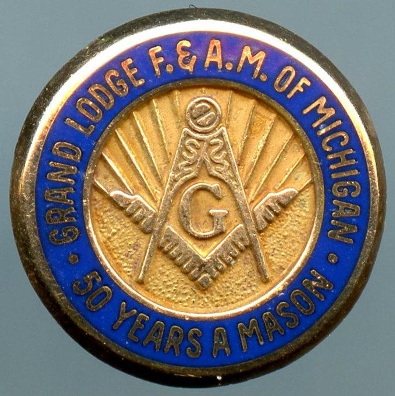 Grand Lodge F. & A.M. of Michigan 50 years a Mason 10k Gold image 1