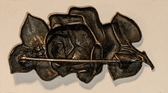 Repousse Rose Brooch - image 2
