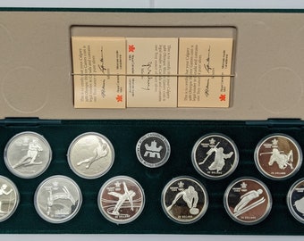 Canada 1988 Calgary Winter Olympics 20.00 Dollar 10 coin set In Mint issued box with coa