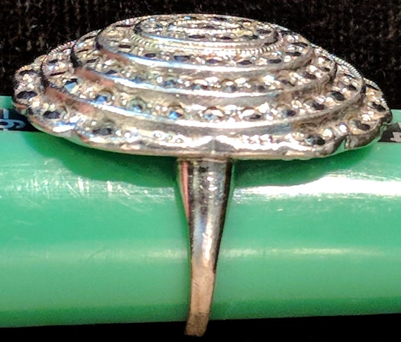 Vintage Marcasite Ring Sterling Size 5.25 - image 1