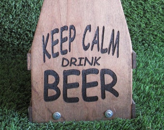Keep Calm Drink Beer, Beer Totes, Personalized,  Word Art,  Wooden, Handmade -