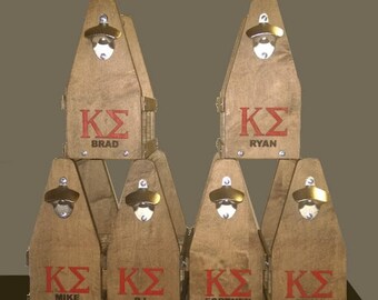 6 each, Personalized Wooden Six Pack Tote with Bottle Opener - Wooden- Handmade - Groomesman Gifts