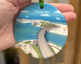 Perdido Pass Christmas Ornament - Florida Panhandle - Gulf Shores Christmas Ornament - Perdido Key - Pensacola - Gulf Shores Souvenir