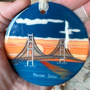 Mackinac Bridge Sunset Ornament - Mackinac Sunset - Mackinac Sunset Ornament - Michigan Ornament - Yooper Ornament - Michigan Gift