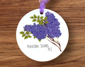 Mackinac Island Lilac Ornament - Custom Lilac Ceramic Ornament - Custom Mackinac Ornament - Mackinac Island Ornament - Mackinaw