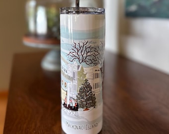 Mackinac Winter 20 ounce Skinny Tumbler - Mackinac Island Tumbler
