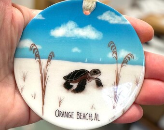 Orange Beach Alabama Beach Ornament - Orange Beach Christmas Ornament - Sea Turtle Ornament -  - Orange Beach Souvenir - Alabama