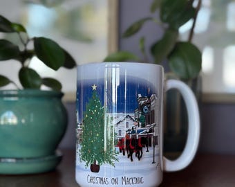 Mackinac Island ChristmScene Mug - Mackinac Island Christmas Mug - Mackinac Mug - Michigan Mug - Mackinac  - Michigan Gift