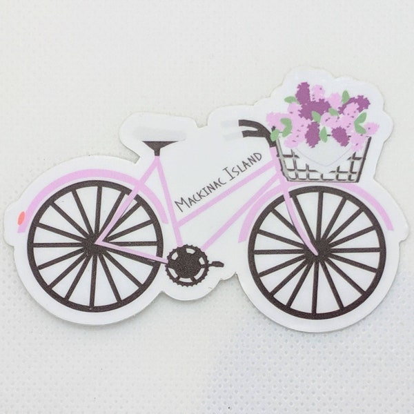 Mackinac Island Sticker - Bike with Lilacs - Mackinac Sticker- Michigan Sticker - Mackinac Lilacs Sticker - Michigan Gift - Mackinac Bridge