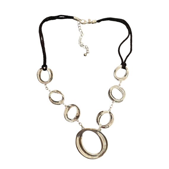 Chicos Statement Circle Link Necklace Silver Tone… - image 2