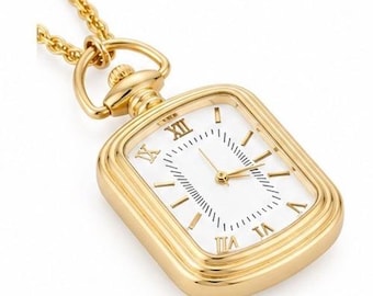 Vintage Gold Tone Haband Watch Necklace Roman Numeral Dial Rope Chain Untested