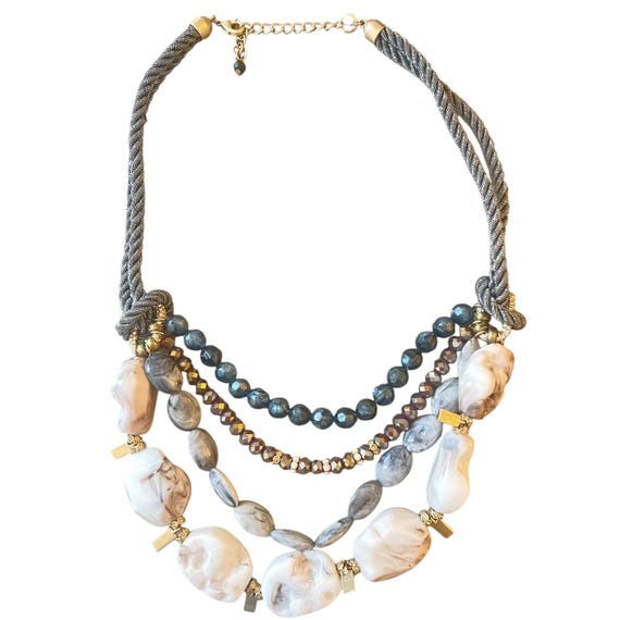 Boho Chic Multi-Strand Statement Necklace – Natur… - image 2