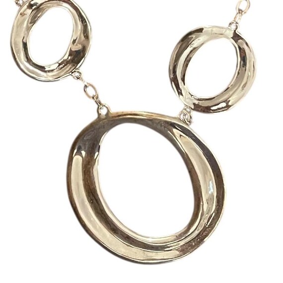 Chicos Statement Circle Link Necklace Silver Tone… - image 3