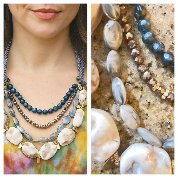 Boho Chic Multi-Strand Statement Necklace – Natur… - image 1