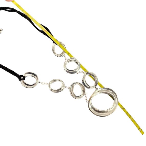 Chicos Statement Circle Link Necklace Silver Tone… - image 6