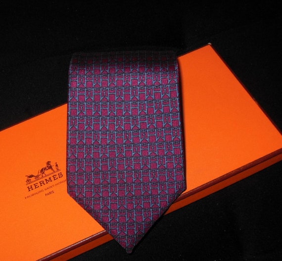 HERMES tie Tie "H chained"/ COLLECTION Vintage si… - image 7