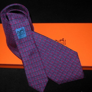 HERMES tie Tie &quot;H chained&quot; / COLLECTION Vintage silk tie Hermes