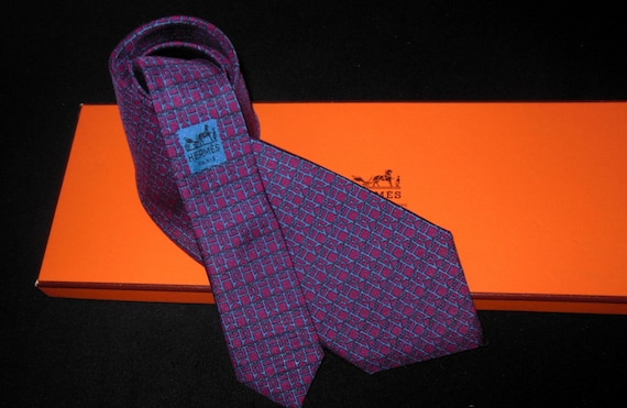 HERMES tie Tie "H chained"/ COLLECTION Vintage si… - image 1