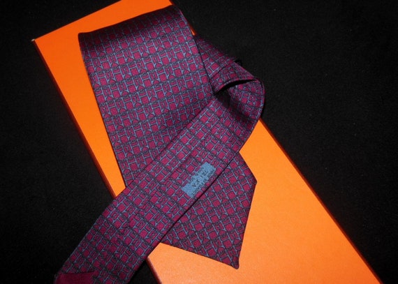 HERMES tie Tie "H chained"/ COLLECTION Vintage si… - image 6