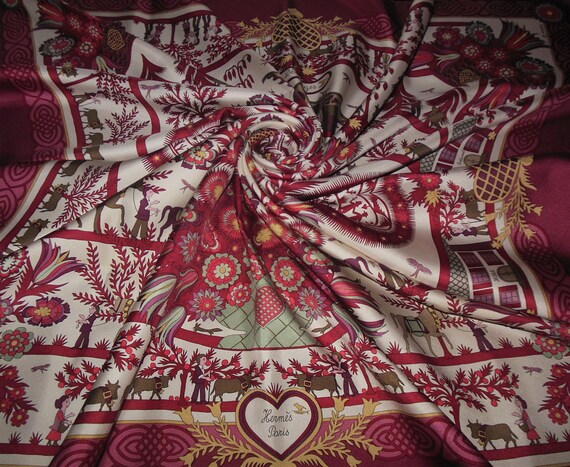 HERMES Scarf "DÉCOUPAGES" Collector / Rare silk sc