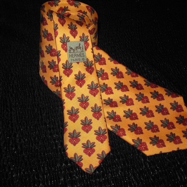 HERMES Cravate Tie 7399 PA Made in France /Collection Vintage silk tie Hermes